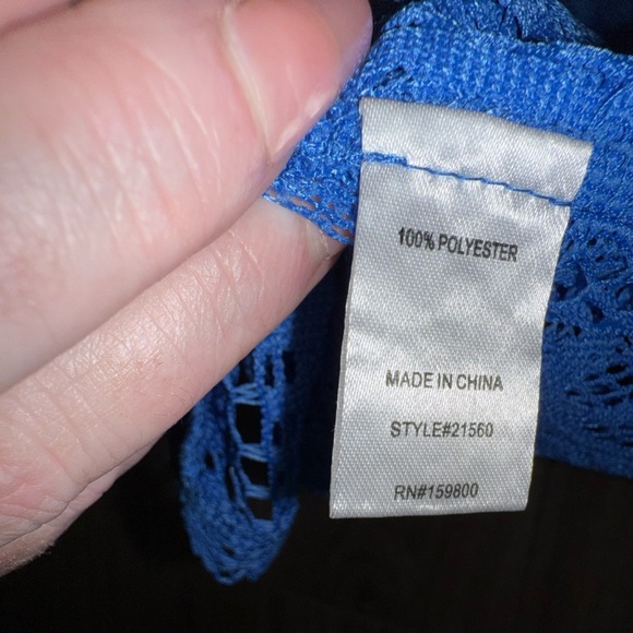 Antthony Crocheted Lace Long-Sleeve Duster in Vibrant Azure Size 3X - Picture 3 of 9